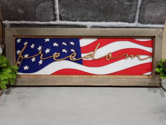Freedom - Patriotic Shelf Sitter or Wall Hanging Sign
