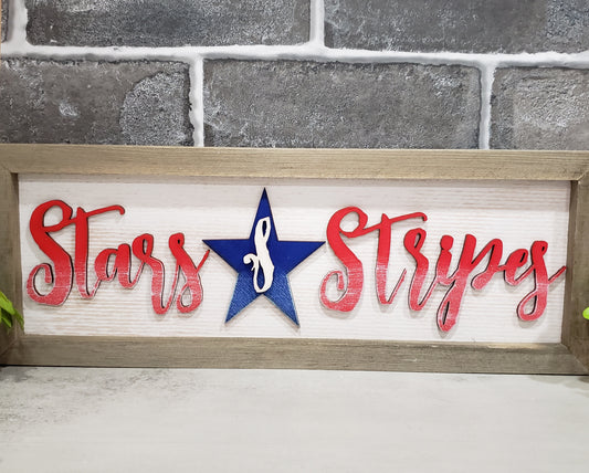 Stars & Stripes - Patriotic Shelf Sitter or Wall Hanging Sign