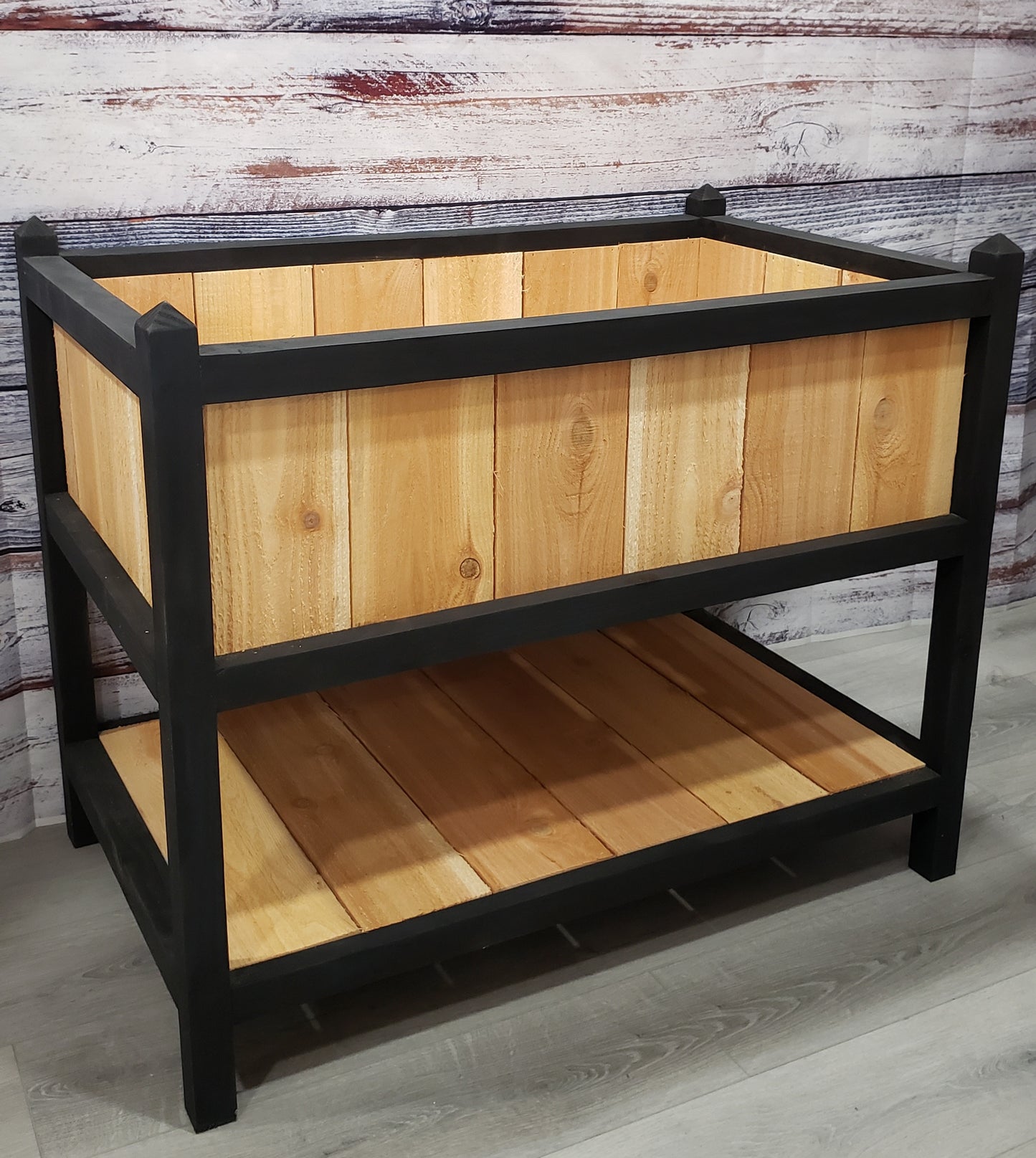 22 X 36 X 30 Raised Cedar Planter Box with Shelf - LOCAL ONLY