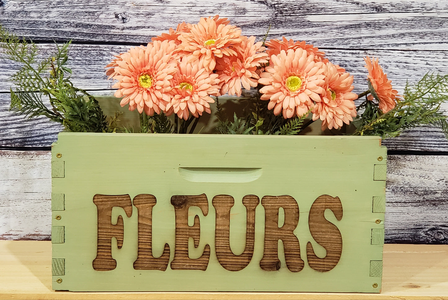 14 X 20 X 9.5 Laser Engraved Bee Box Flower Planter - Fleurs - LOCAL ONLY