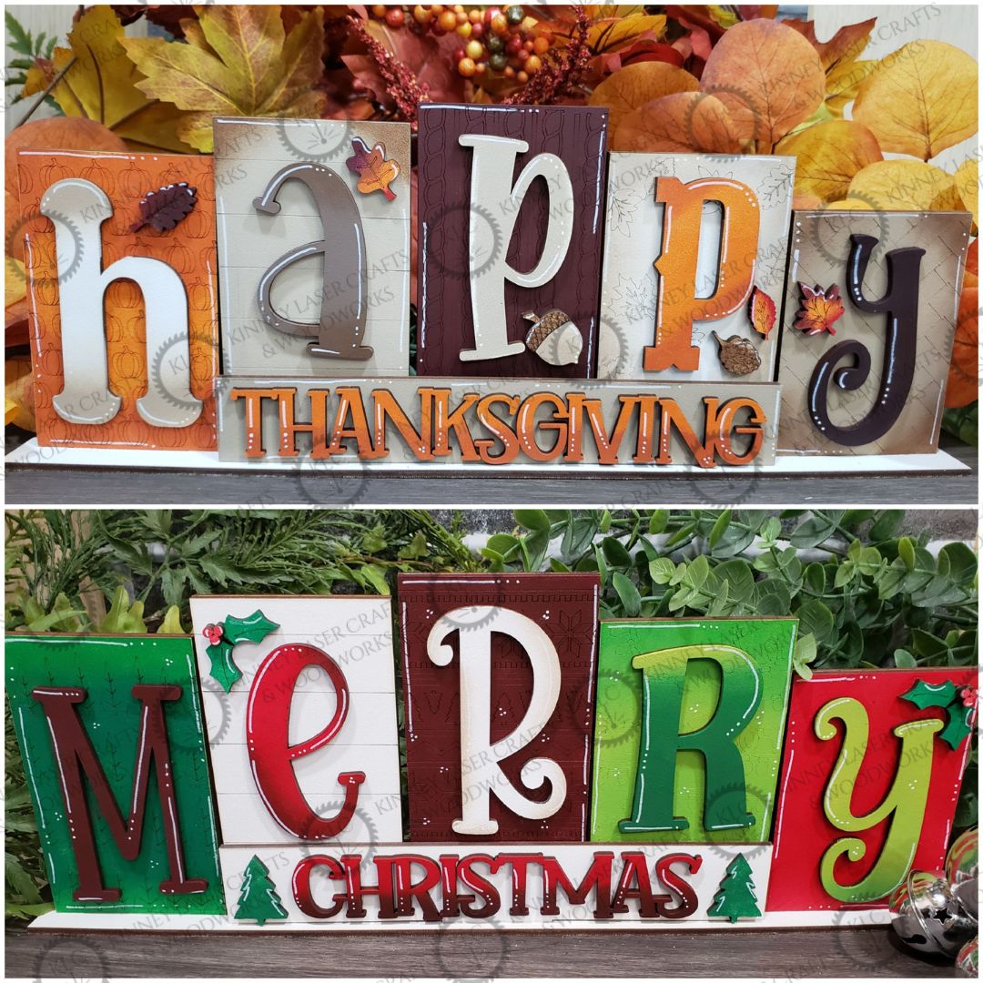 DIY Kit - Reversible Sign - Happy/Merry