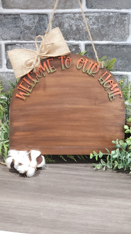 Interchangeable Door Hanger Base - Brown - Welcome To Our Home